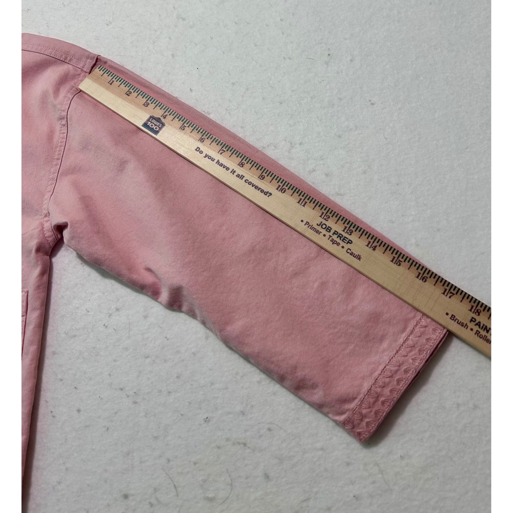 LC Lauren Conrad Pink Denim Chore‎ Jacket Embroidered Utility Crop Coat XS - Picture 8 of 8
